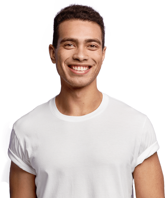 Young man with properly aligned smile after orthodontics