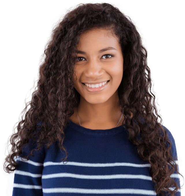 Young woman smiling after tooth extraction