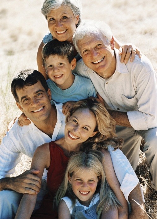 Three generations of family sharing healthy smiles thanks to dental services in York