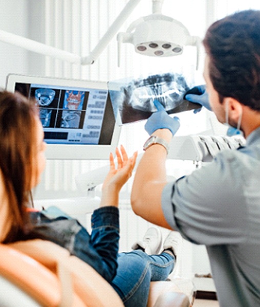 York dentist showing patient their X-ray