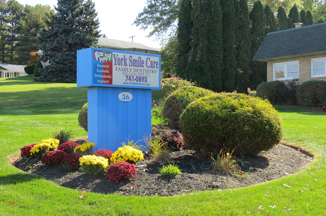 York Smile Care outdoor sign by road