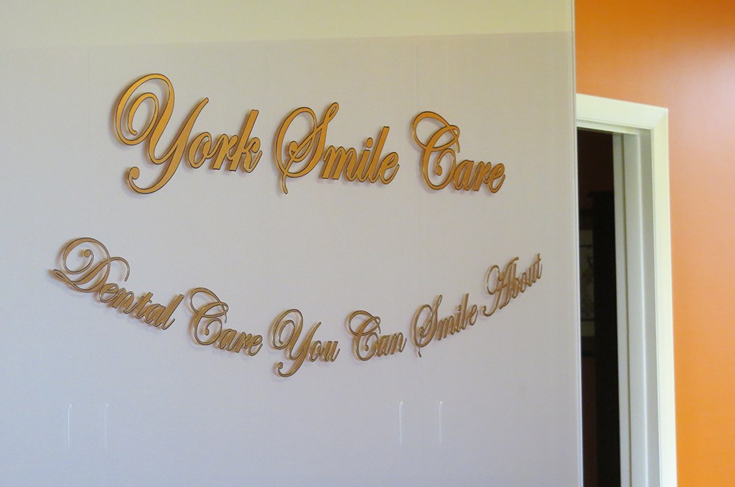 York Smile Care sign on dental office wall