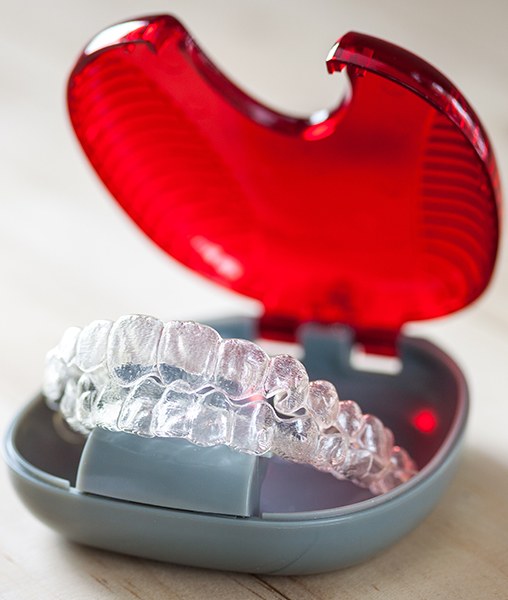 Invisalign trays in carrying case