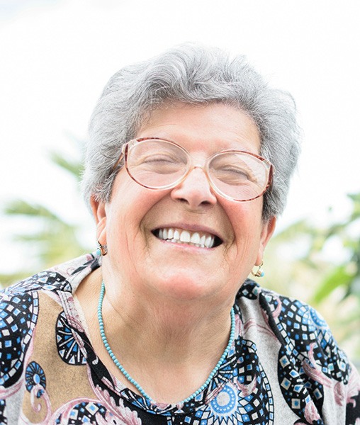 Woman smiling outside