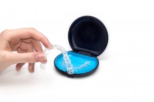 plastic case and Invisalign aligners 